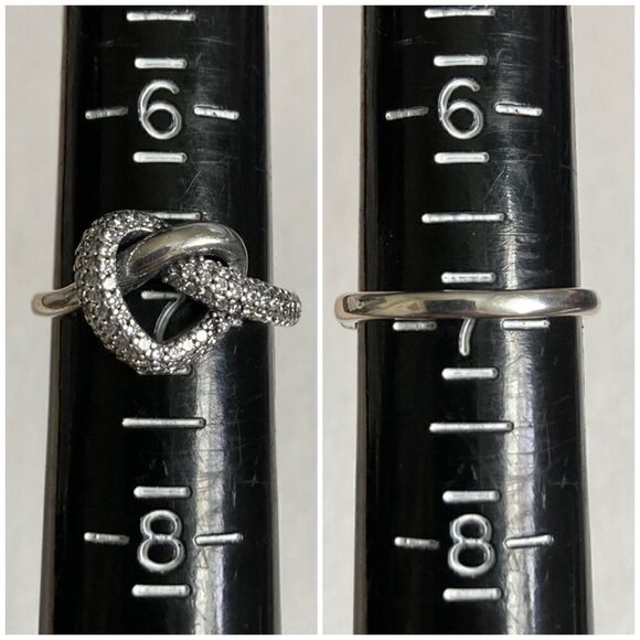 STERLING Silver Knotted Heart Ring Size 7 - Picture 10 of 12